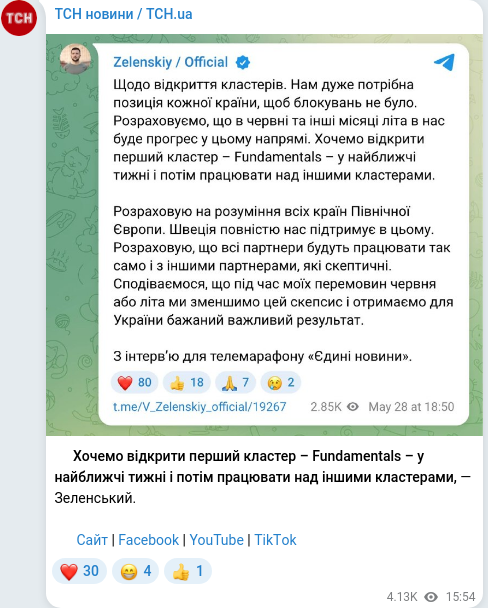 Telegram publication screenshot