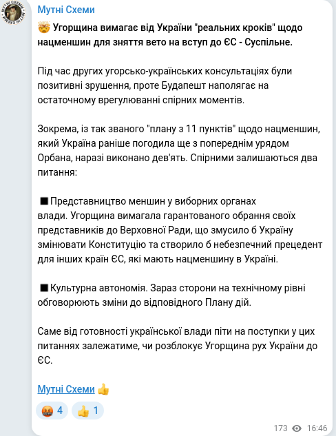 Telegram publication screenshot