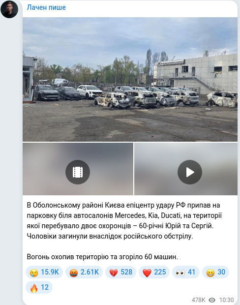 Telegram publication screenshot