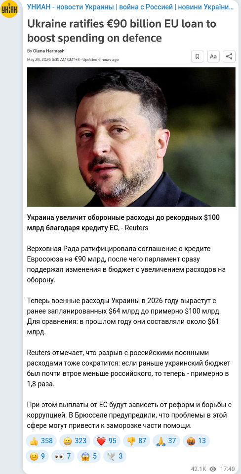 Скріншот Telegram-публікації