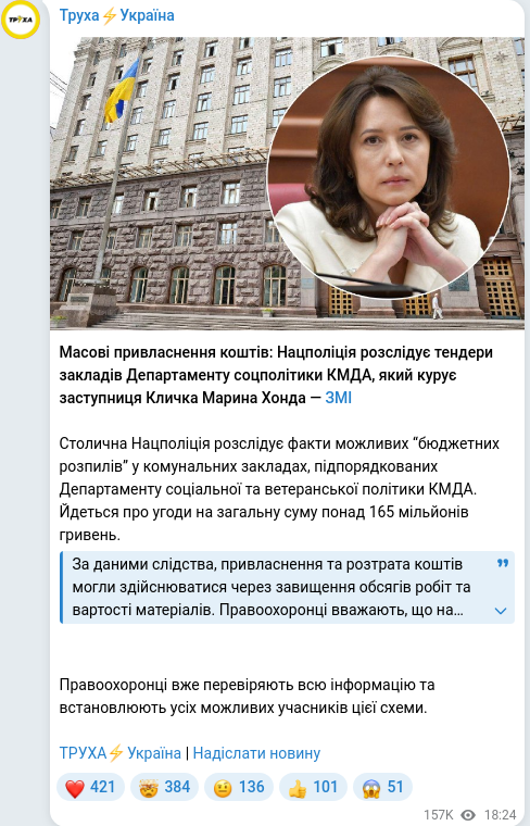 Telegram publication screenshot