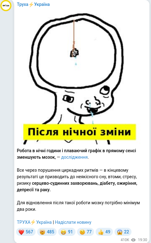 Telegram publication screenshot
