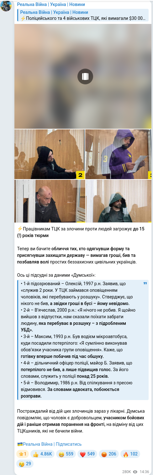 Telegram publication screenshot