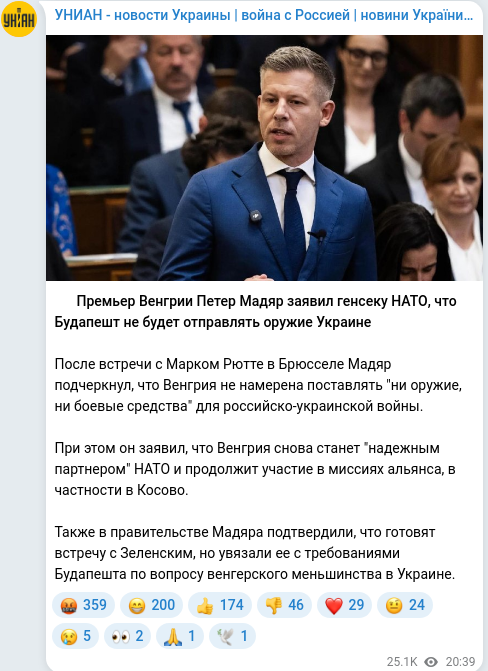 Telegram publication screenshot