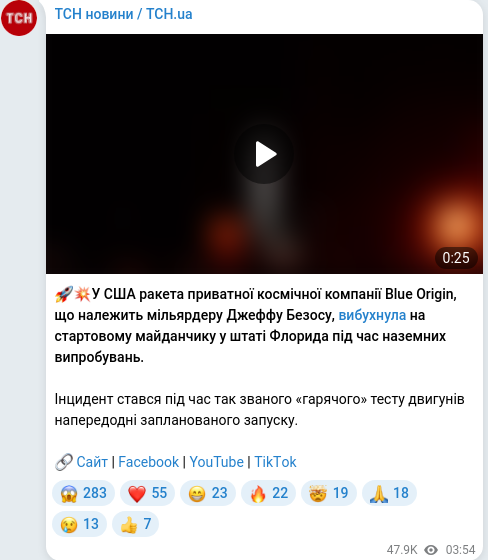 Telegram publication screenshot