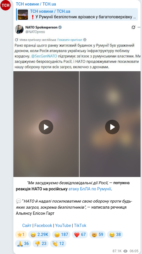 Telegram publication screenshot