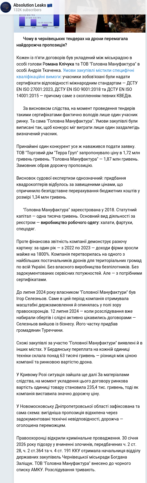 Telegram publication screenshot