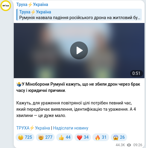 Telegram publication screenshot
