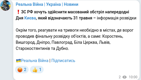 Telegram publication screenshot