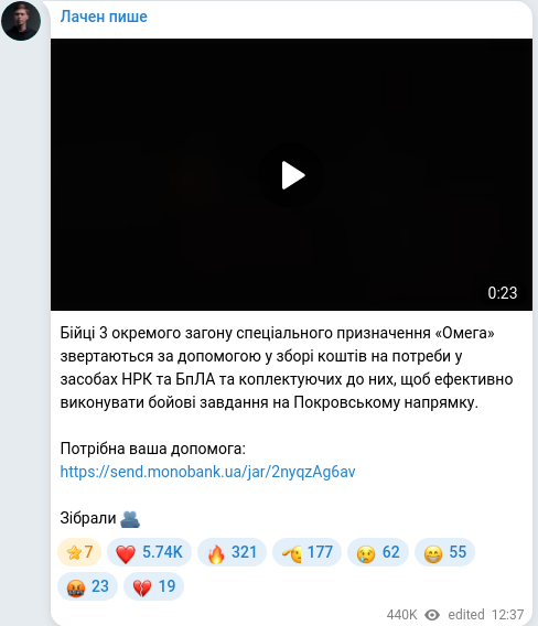 Telegram publication screenshot