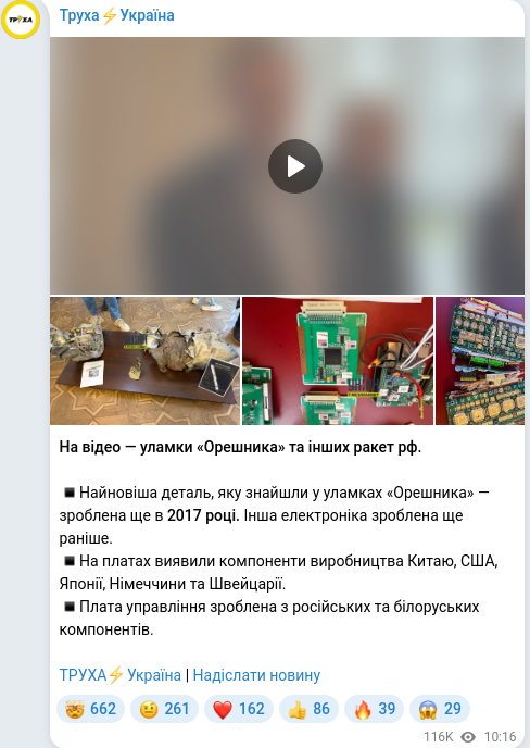 Telegram publication screenshot