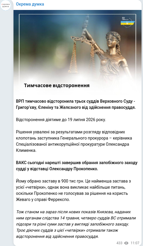 Telegram publication screenshot