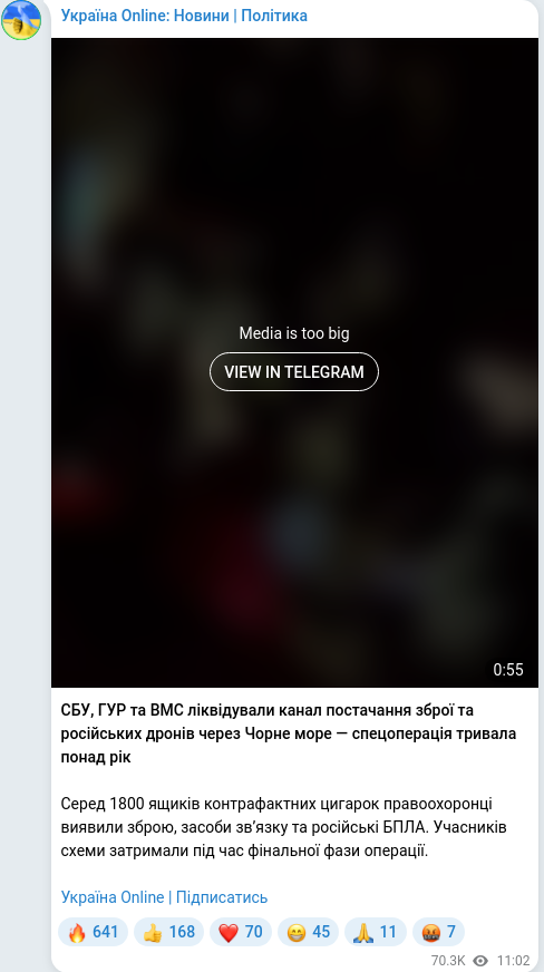 Telegram publication screenshot