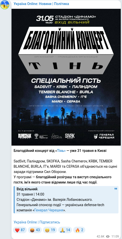 Telegram publication screenshot