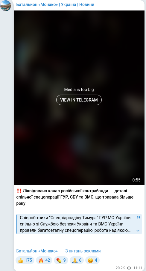 Telegram publication screenshot