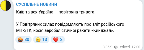 Telegram publication screenshot