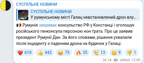 Telegram publication screenshot