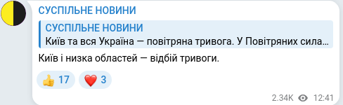 Telegram publication screenshot