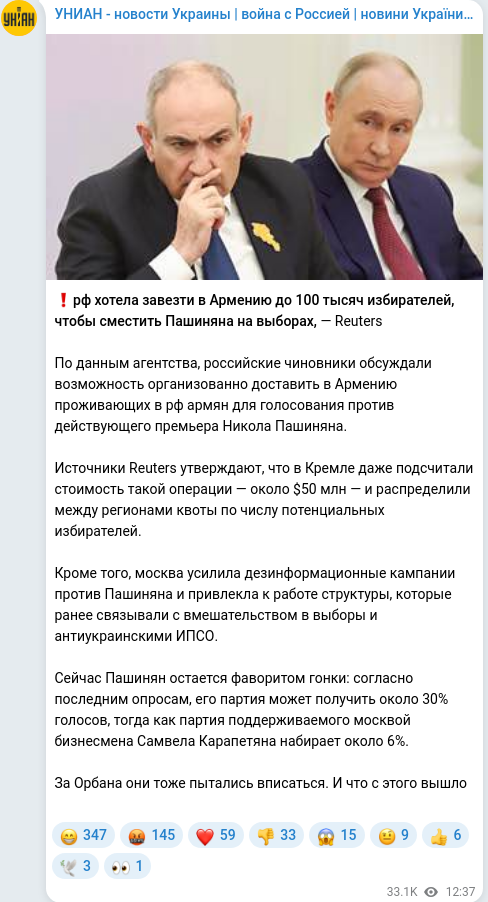 Telegram publication screenshot
