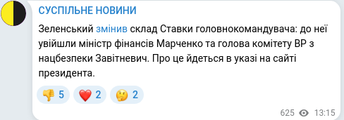 Telegram publication screenshot