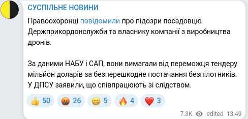 Telegram publication screenshot
