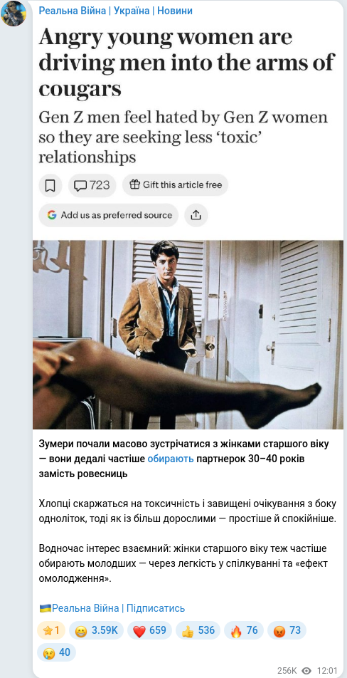 Telegram publication screenshot