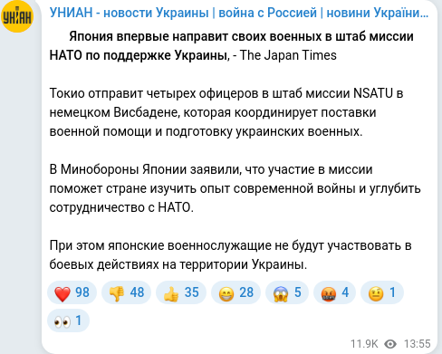 Telegram publication screenshot