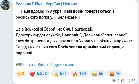 Telegram publication screenshot