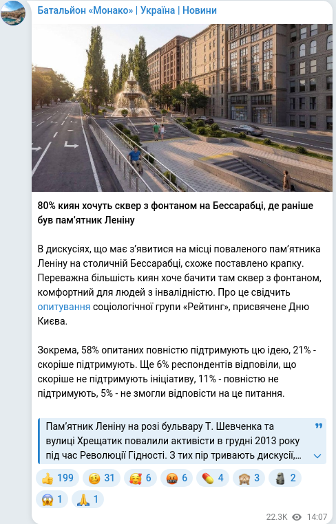 Telegram publication screenshot