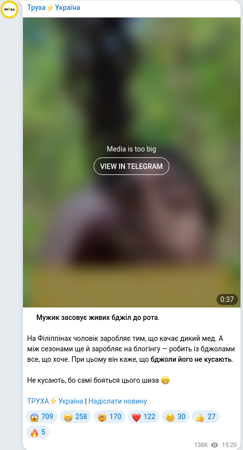 Telegram publication screenshot