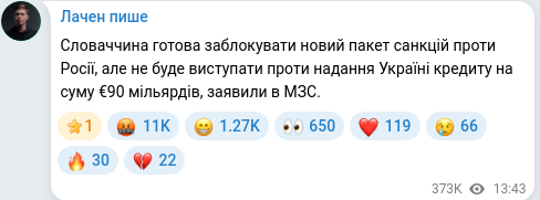 Telegram publication screenshot