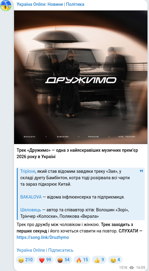 Telegram publication screenshot