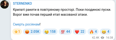Скріншот Telegram-публікації