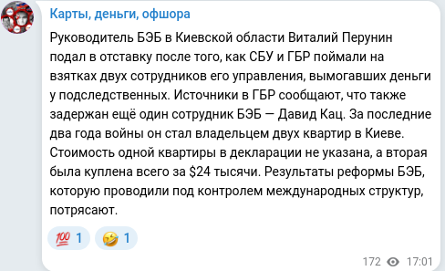 Telegram publication screenshot