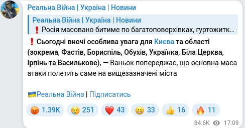 Telegram publication screenshot