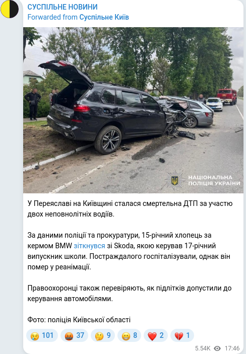 Telegram publication screenshot