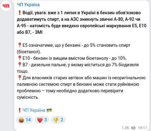 Telegram publication screenshot