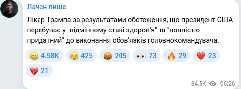 Скріншот Telegram-публікації