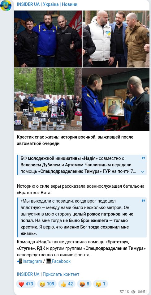 Telegram publication screenshot