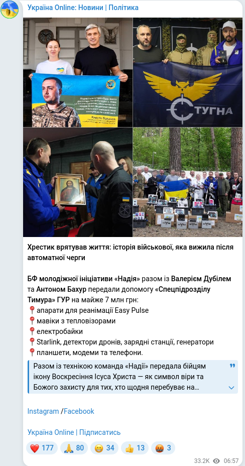 Telegram publication screenshot