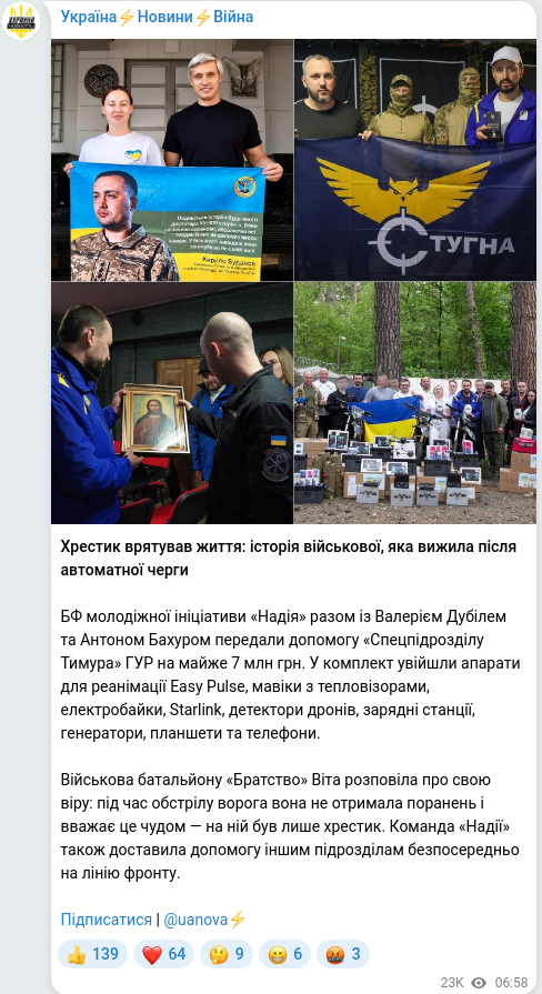 Telegram publication screenshot
