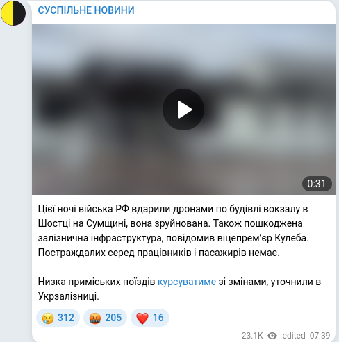 Telegram publication screenshot