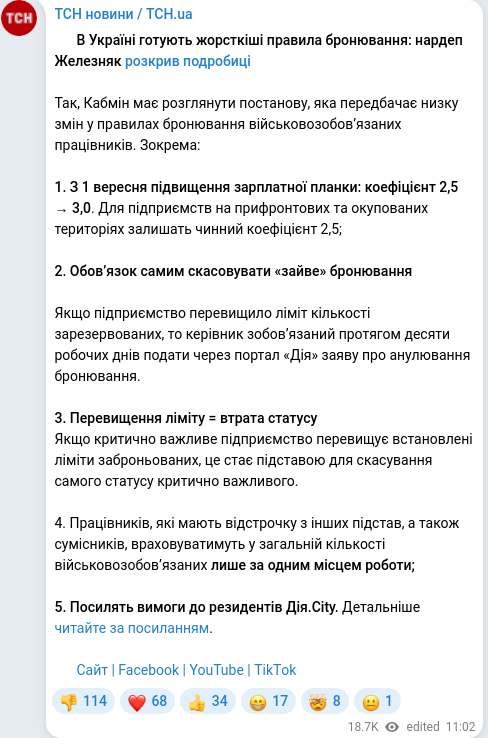 Telegram publication screenshot