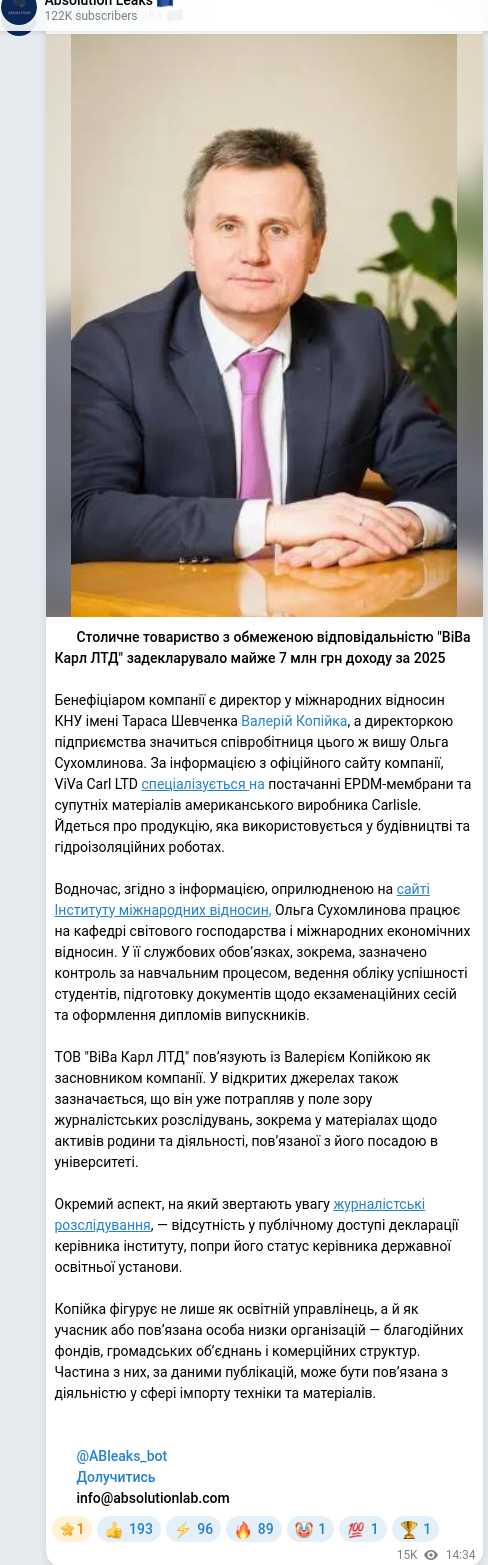 Telegram publication screenshot
