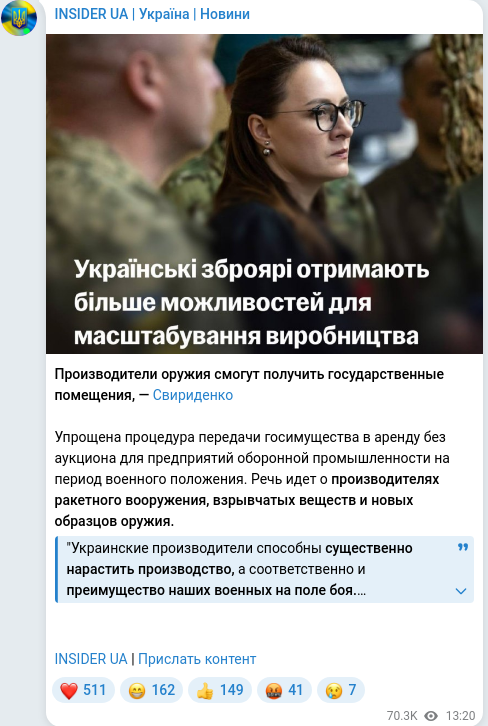 Telegram publication screenshot