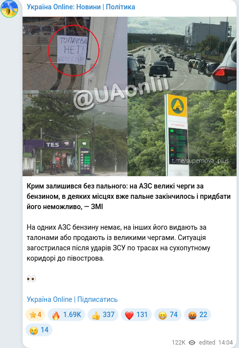 Telegram publication screenshot