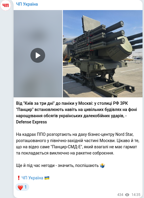 Telegram publication screenshot