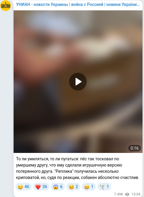 Telegram publication screenshot