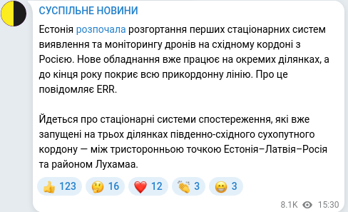 Telegram publication screenshot