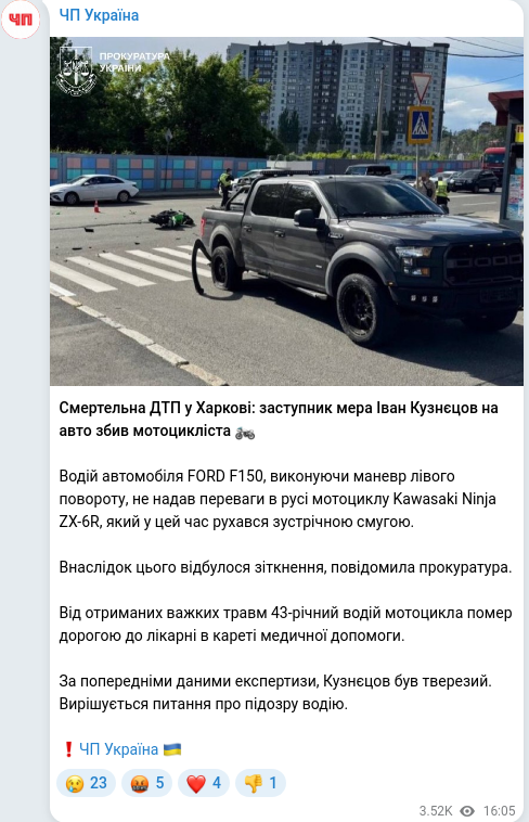 Telegram publication screenshot